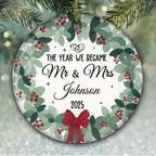 Newlywed Bride Groom - Personalized Custom Ceramic Ornament