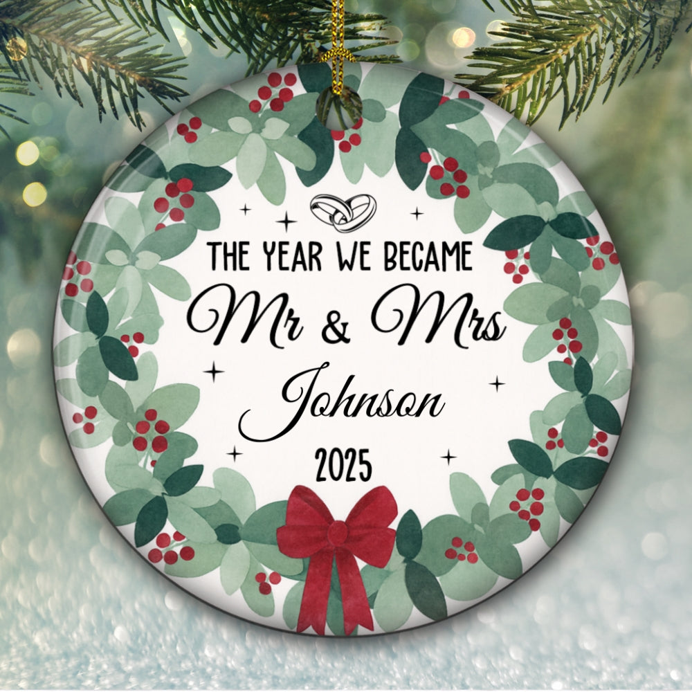 Newlywed Bride Groom - Personalized Custom Ceramic Ornament
