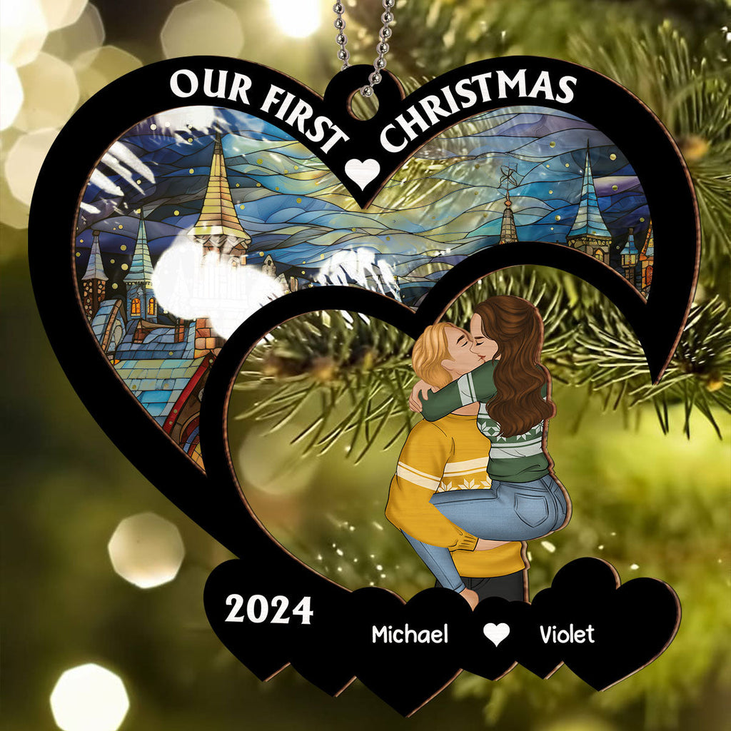 Our First Christmas - Personalized Custom Suncatcher Ornament