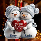 Couple Snowman First Christmas - Personalized Custom Acrylic Ornament