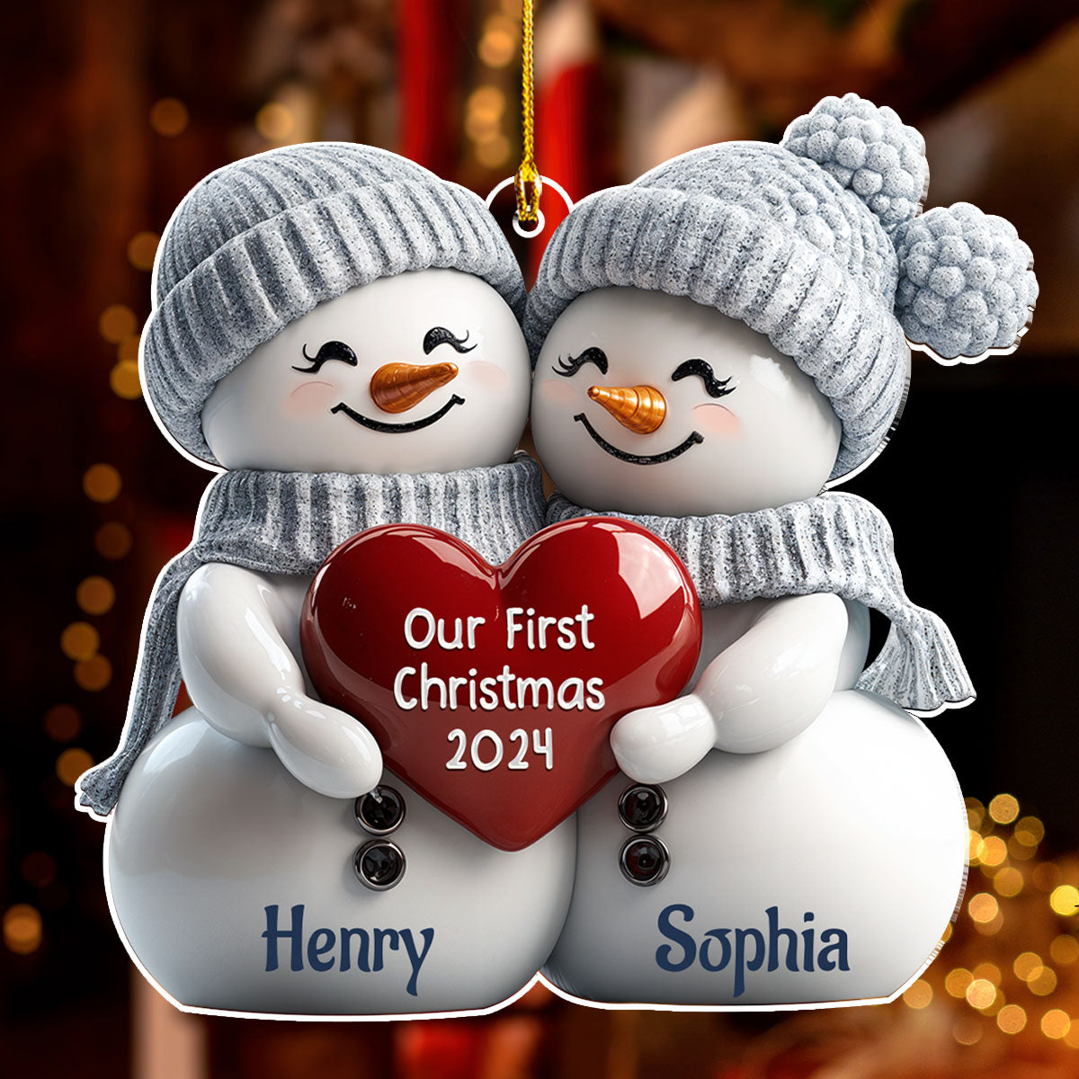 Couple Snowman First Christmas - Personalized Custom Acrylic Ornament