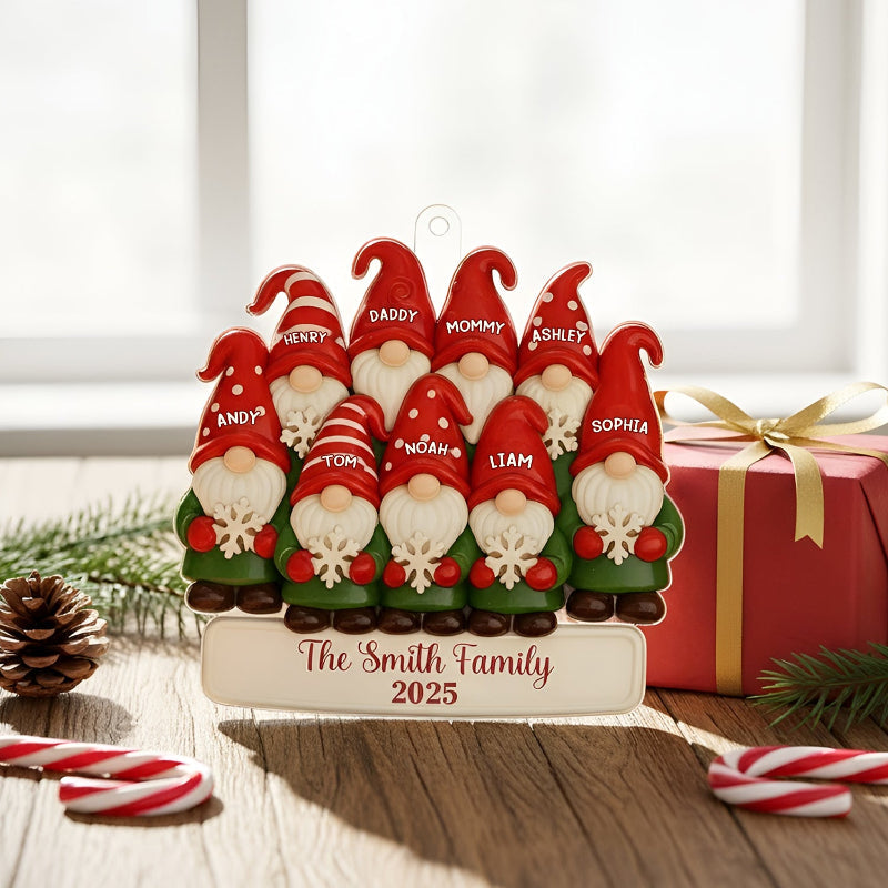 Personalized Gnome Family Christmas Ornament, Christmas Ornament For Family