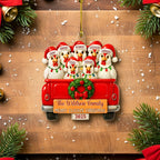 Merry Cluckmas Red Truck - Personalized Chicken Family On Truck Acrylic Ornament