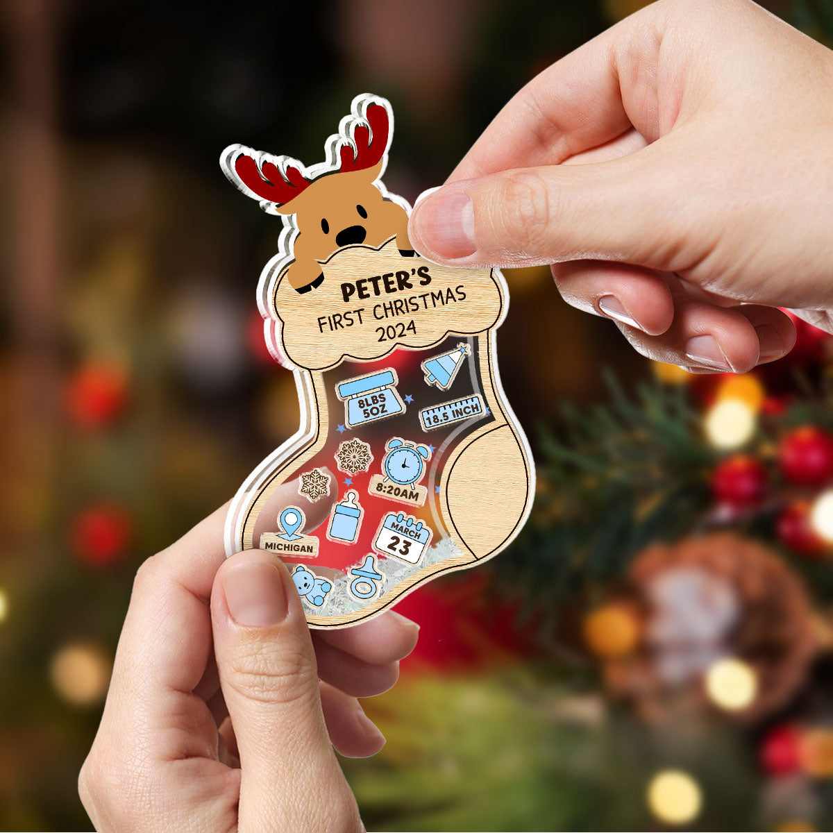 First Christmas Of Baby - Personalized Custom Acrylic Shaker Ornament