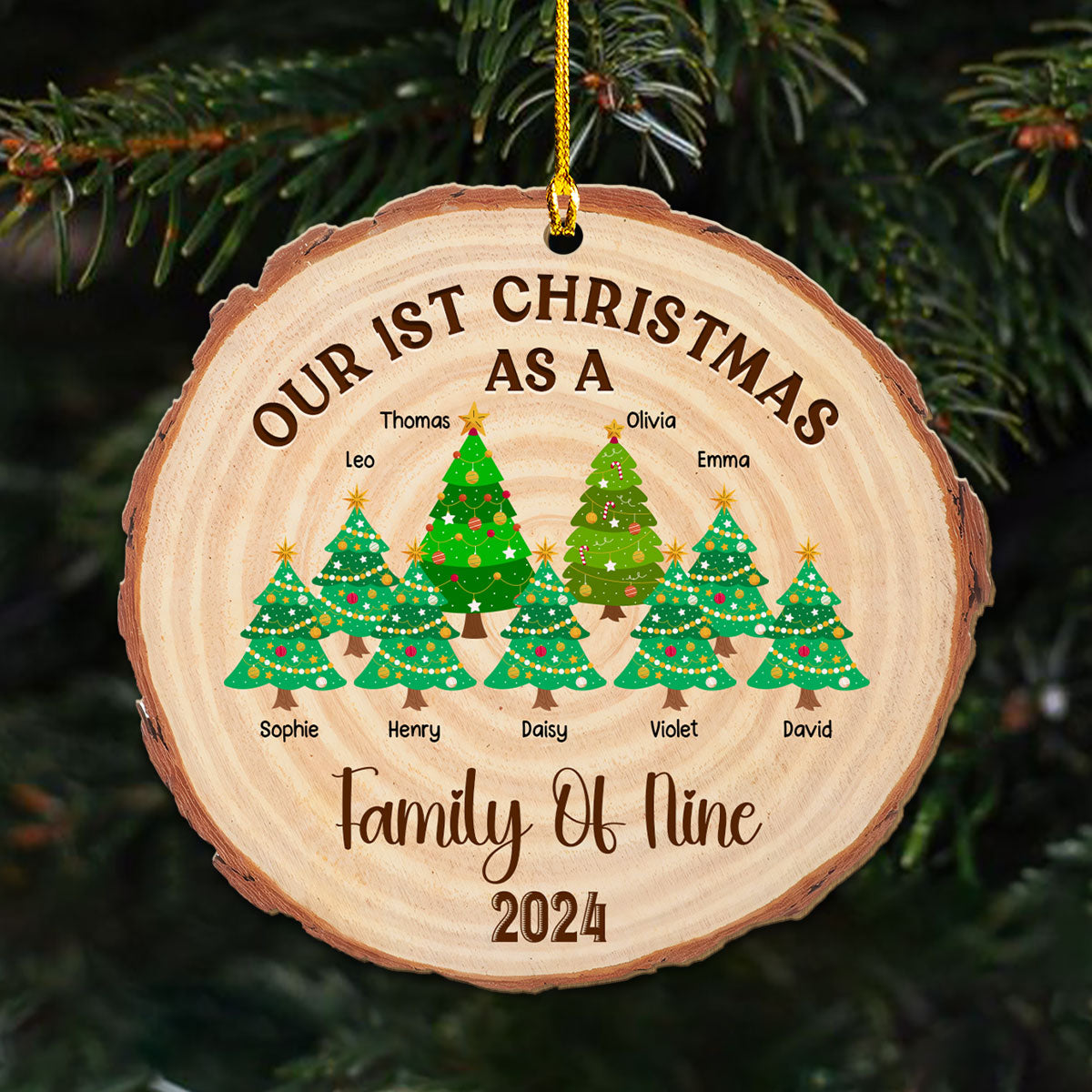 First Christmas As A Family - Personalized Custom Wood Ornament