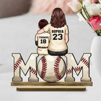 Baseball Mom And Kids Personalized Standing Wooden Plaque, Mother's Day Gift