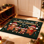 3D Faux Crochet Effect Christmas Grandma Grandkids Highland Cow Together - Personalized Doormat