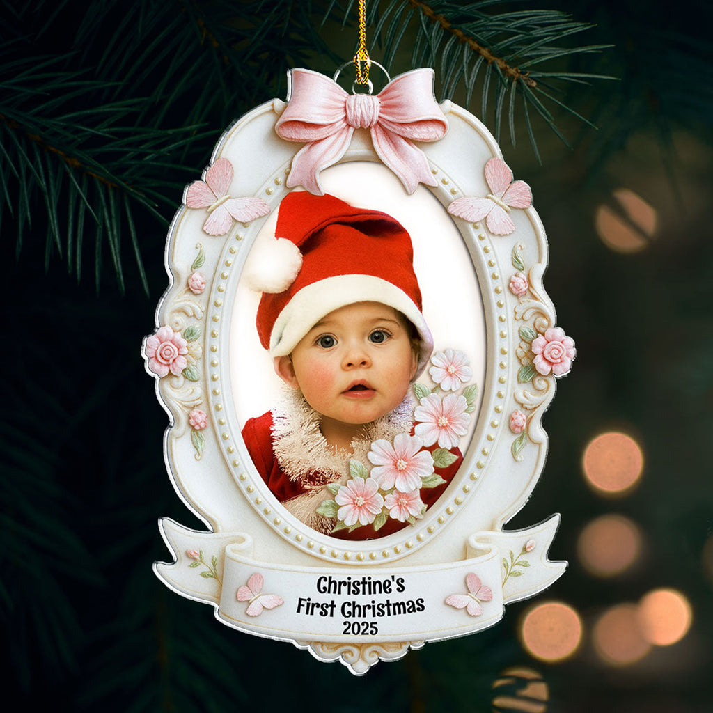 Baby 1st Christmas 2025 Custom Photo - Personalized Custom Acrylic Ornament