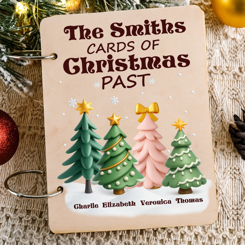 Personalized 3D Effect Soft Pine Tree Card Holder, Christmas Card Keeper, Holiday Card Keepsake Holder