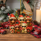 Personalized Christmas Highland Cow On Truck Acrylic Ornament, Family Christmas Ornament