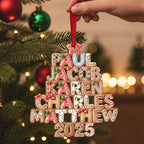 Personalized Gingerbread Family Names 2025 Christmas Tree Wooden Ornament, Christmas Gift For Family