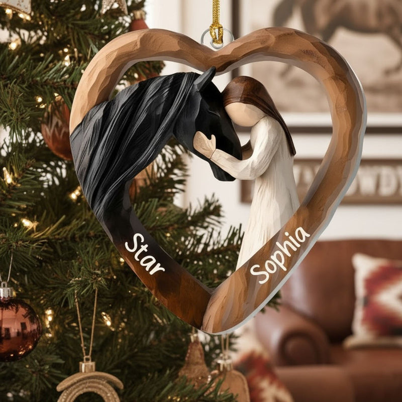 Personalized Equestrian Bond Between Boy Or Girl With Horse Acrylic Ornament, Christmas Gifts For Horse Lovers