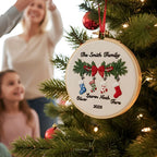 Personalized Family Christmas Ornament, Custom Embroidery Hoop, Holiday Stocking, Festive Decoration, Gift for Families 2025