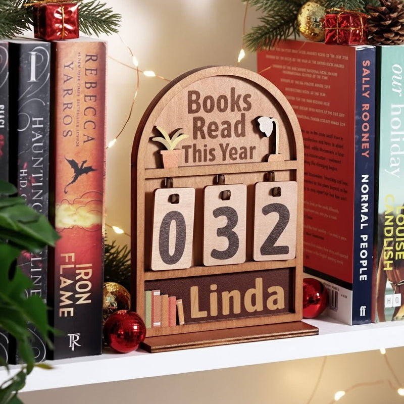 Personalized Books Read This Year Counter Mini Plaque With Flat Base, Christmas Gift for Readers, Book Lovers Gift, Holiday Bookshelf Decor