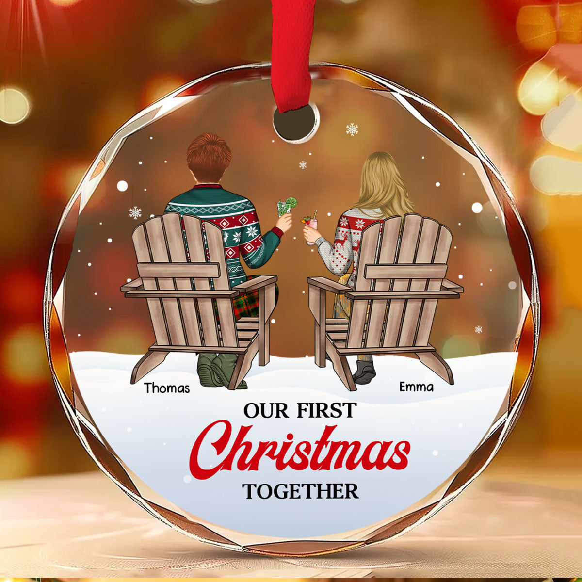 Our loving season -  Personalized Custom Glass Ornament