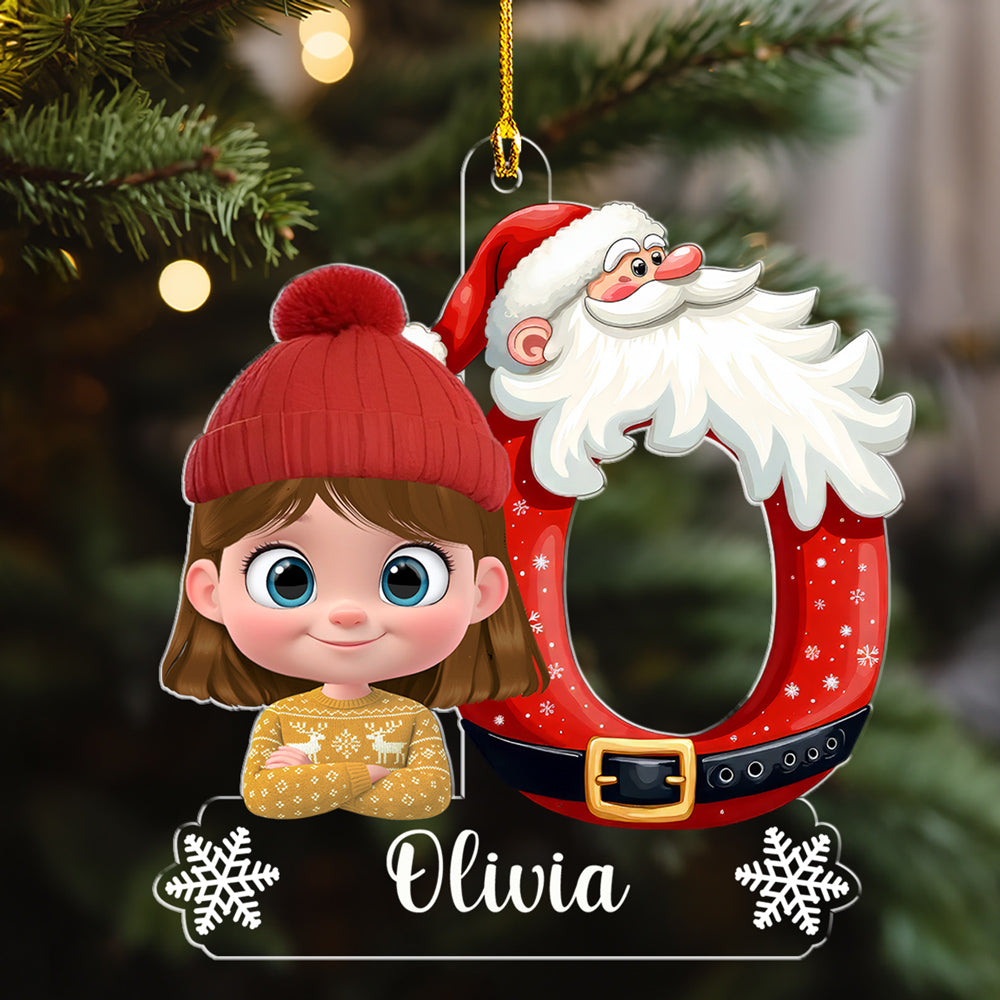 Baby And Santa - Personalized Custom Acrylic Ornament