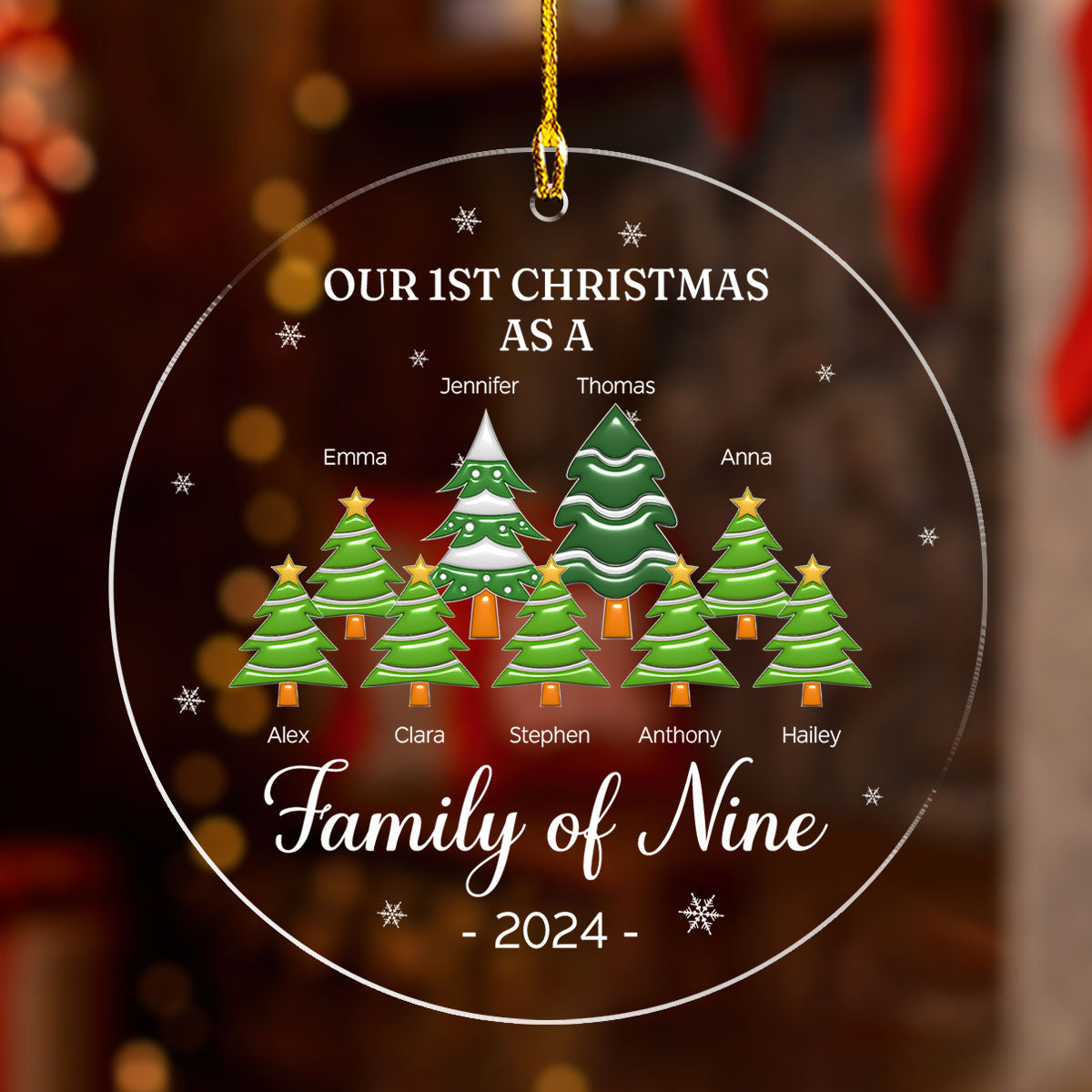 A Family Of Three - Personalized Custom 3D Inflated Effect Acrylic Ornament