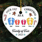 Our First Christmas - Personalized Custom 3D Effect Heart Ceramic Ornament