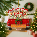 Merry Cluckmas Red Truck - Personalized Chicken Family On Truck Acrylic Ornament