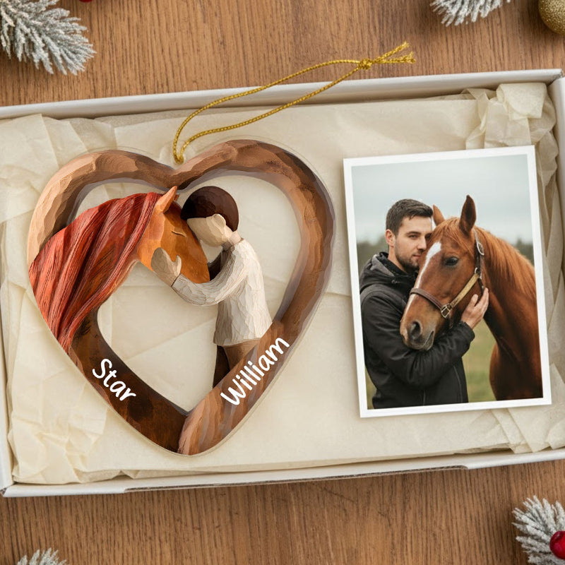Personalized Equestrian Bond Between Boy Or Girl With Horse Acrylic Ornament, Christmas Gifts For Horse Lovers