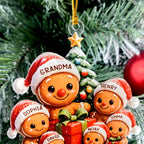 Personalized Gingerbread Family Acrylic Ornament, Christmas Ornament Gift