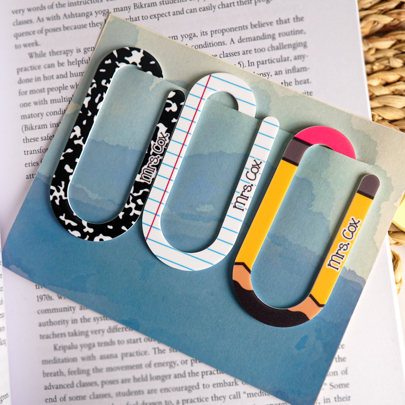 Personalized Teacher Name With Classroom Theme Pattern Paperclip Bookmark, Bookmark Gift For Teacher, Gift For Book Lovers