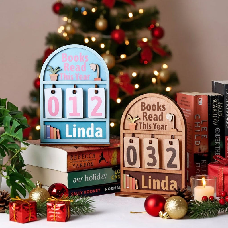 Personalized Books Read This Year Counter Mini Plaque With Flat Base, Christmas Gift for Readers, Book Lovers Gift, Holiday Bookshelf Decor