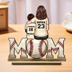 Baseball Mom And Kids Personalized Standing Wooden Plaque, Mother's Day Gift