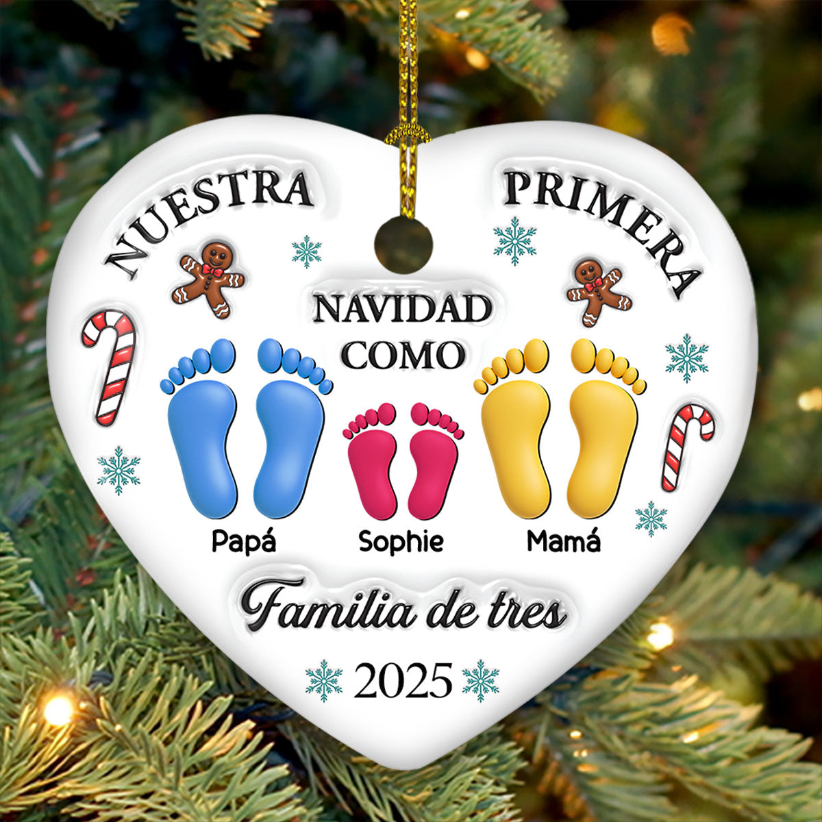 Nuestra Primera Navidad – Adorno de Cerámica Personalizado con Efecto 3D