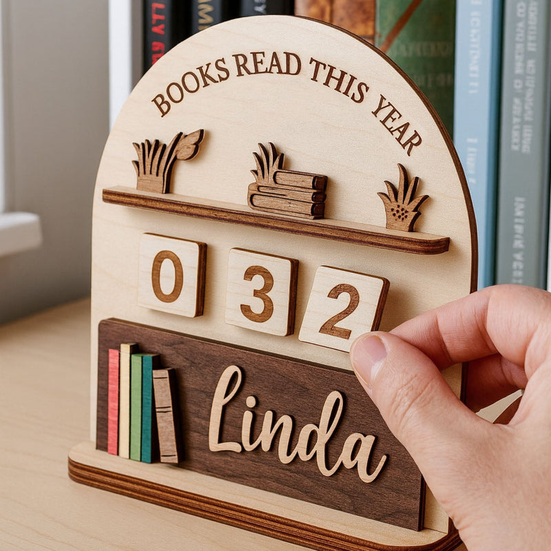 Personalized Books Read This Year Tracker Plaque, Bookshelf Decor, Gift for Readers, Book Lovers Gift