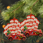 Personalized Big Family Snowman On Red Truck Wooden Ornament, Gift For Family and Christmas Lovers
