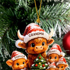 Personalized Christmas Grandma Cow Family Acrylic Ornament, Christmas Ornament Gift