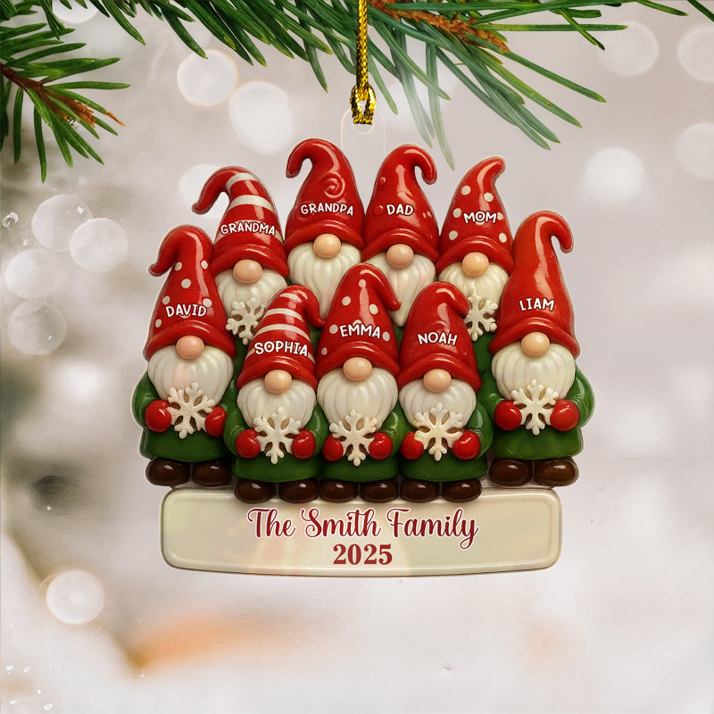 Personalized Gnome Family Christmas Ornament, Christmas Ornament For Family