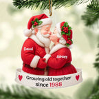 Personalized Santa Couple Growing Old Together Printed On Flat Acrylic Ornament, Anniversary, Christmas Gift for him, Gift for her