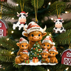 Personalized Christmas Grandma Cow Family Acrylic Ornament, Christmas Ornament Gift