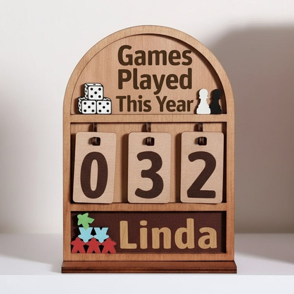 Personalized Games Played This Year Counter Mini Plaque With Flat Base, Family Game Night Tracker, Gift For Family, Couple Gift, Board Game Lover