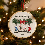 Personalized Family Christmas Ornament, Custom Embroidery Hoop, Holiday Stocking, Festive Decoration, Gift for Families 2025