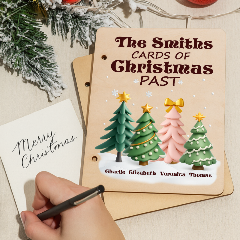 Personalized 3D Effect Soft Pine Tree Card Holder, Christmas Card Keeper, Holiday Card Keepsake Holder