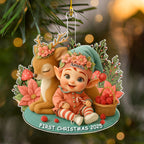 Baby And Reindeer 1 Christmas - Personalized Custom Acrylic Ornament