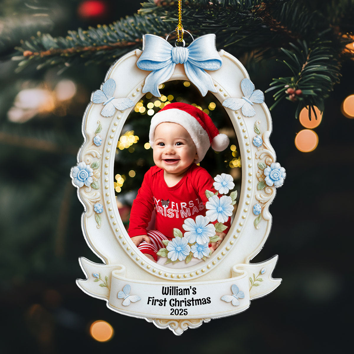 Baby 1st Christmas 2025 Custom Photo - Personalized Custom Acrylic Ornament