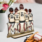 Baseball Mom And Kids Personalized Standing Wooden Plaque, Mother's Day Gift