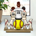 Baseball Mom And Kids Personalized Standing Wooden Plaque, Mother's Day Gift