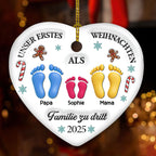 Unser erstes Weihnachten – Personalisierter Herz-Keramikanhänger mit 3D-Effekt