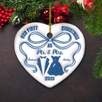 Mr And Mrs Blue - Personalized Custom 3D Inflated Effect Ceramic Ornament