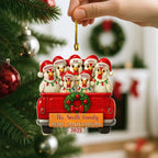 Merry Cluckmas Red Truck - Personalized Chicken Family On Truck Acrylic Ornament
