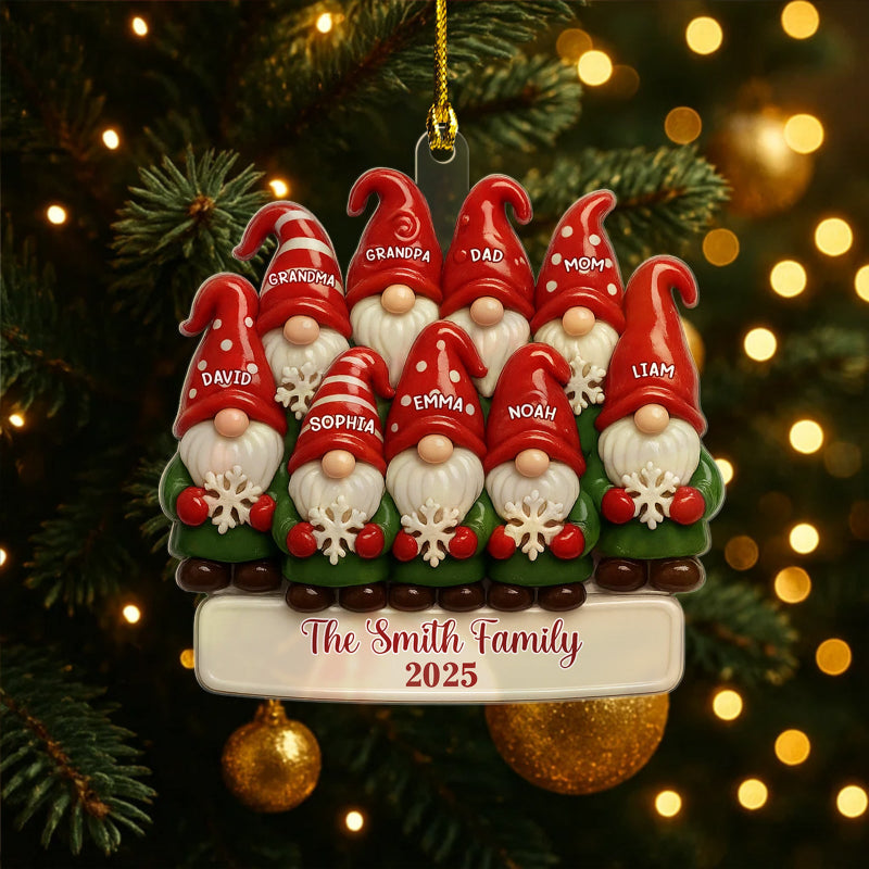 Personalized Gnome Family Christmas Ornament, Christmas Ornament For Family