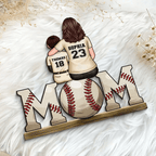 Baseball Mom And Kids Personalized Standing Wooden Plaque, Mother's Day Gift