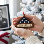 Personalized Memorial Military Flag Ornament with Names, Memorial Christmas Ornament