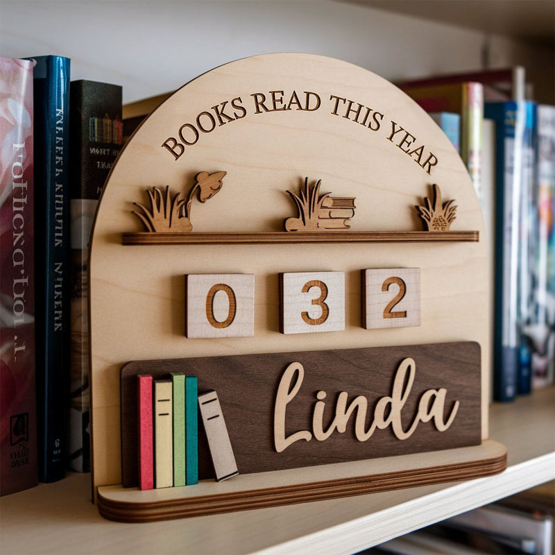 Personalized Books Read This Year Tracker Plaque, Bookshelf Decor, Gift for Readers, Book Lovers Gift