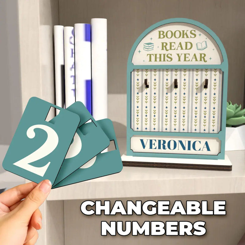 Personalized Vintage Floral Pattern Books Read This Year Counter Mini Plaque With Flat Base, Gift for Readers, Book Lovers Gift, Bookshelf Decor